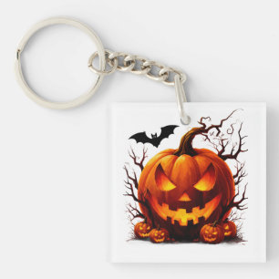 Llavero Calabaza Jack O Lantern Embrujada Con Ojos Brillan