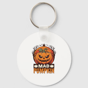 Llavero Calabaza Loca Diseño de Grabado Vintage de Hallowe