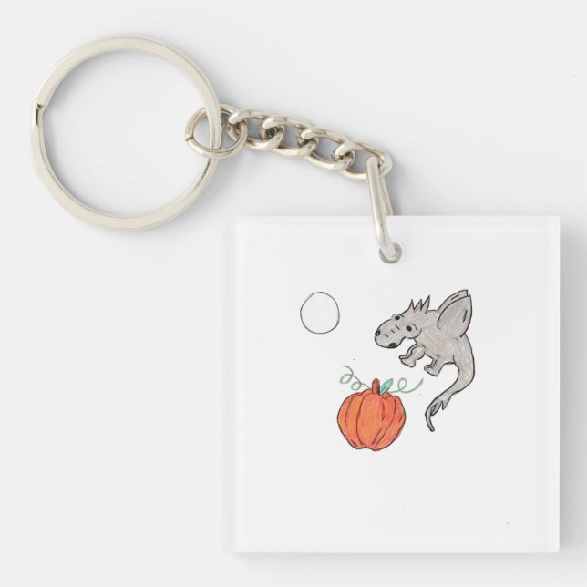 Llavero Calabaza naranja con dragón (Frente)