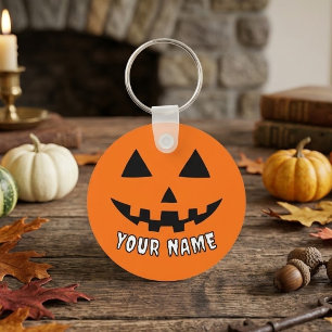 Llavero Calabaza Naranja Personalizada de Halloween con Tu