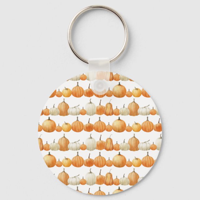 Llavero Calabaza otoñal: Patrón de Ilustracion acuarela (Anverso)