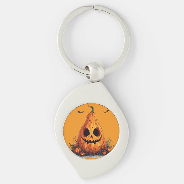 Llavero Calabaza sonriente con expresión fantasmal (Anverso)