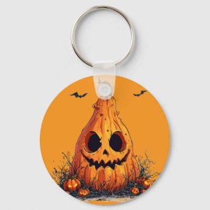 Llavero Calabaza sonriente con expresión fantasmal
