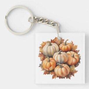 Llavero Calabazas acuáticas de otoño con hojas