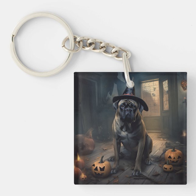 Llavero Calabazas de bullmastiff asustan a Halloween (Frente)