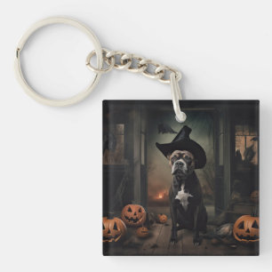 Llavero Calabazas de Terrier de Staffordshire Halloween Es