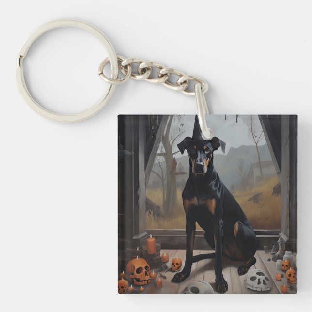 Llavero Calabazas Doberman Halloween de Terror (Frente)