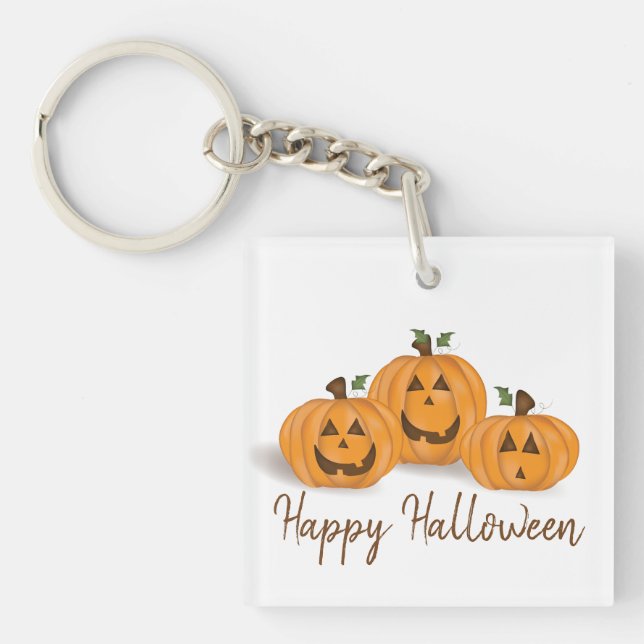 Llavero Calabazas Jack O Lantern felices y sonrientes (Frente)