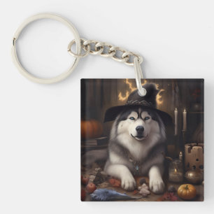 Llavero Calabazas Malamute de Alaska Halloween Espeluznant