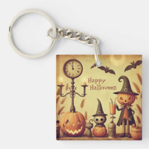 Llavero Calabazas y murciélagos de Halloween de época