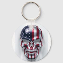 Llavero Calavera 3D con piel de bandera estadounidense