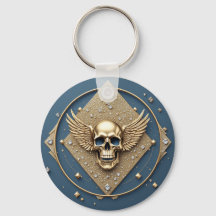 ☠️ Calavera Alada Dorada Regalo Gótico Para Motoci
