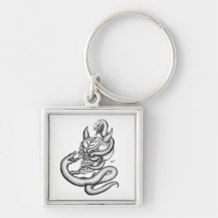 Llavero Calavera - cabezas del diablo con serpiente