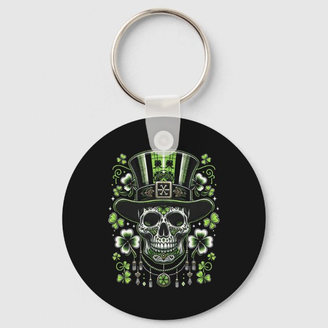Llavero Calavera Con Gorra St Patricks Hombres Irlandeses  (Anverso)