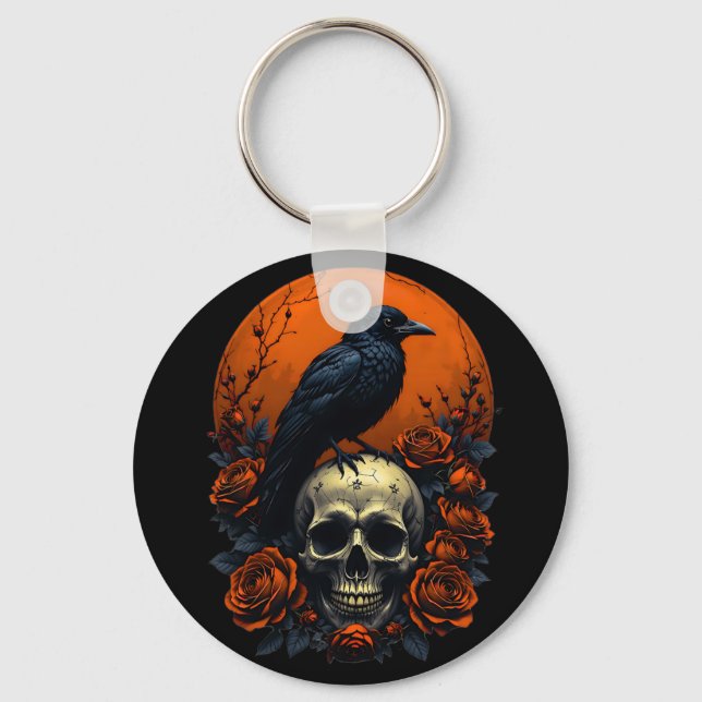 Llavero Calavera con Rosas y sudadera gótica de cuerdas (Anverso)
