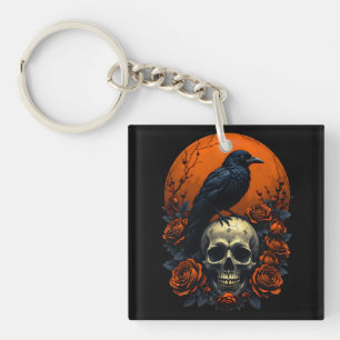 Llavero Calavera con Rosas y sudadera gótica de cuerdas