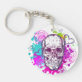 Llavero Calavera, corazón y Rosas
