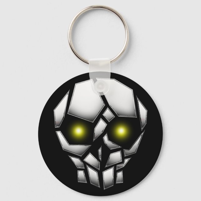 Llavero Calavera cromada con ojos brillantes (Anverso)