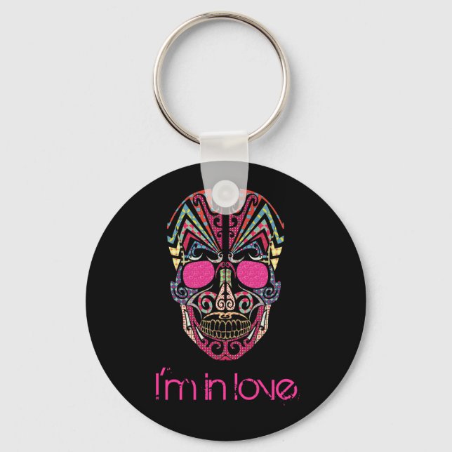 Llavero Calavera de amor colorida (Anverso)