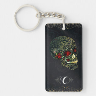 Llavero Calavera de Araña Joyada y Rosas Glam Filigrana Gó