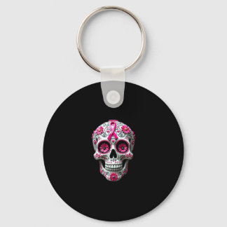 Llavero Calavera de azúcar de lazo rosa Calavera Concienci