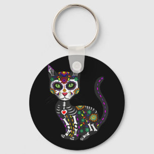 Llavero Calavera de azúcar Gato Mexicano Halloween Día D