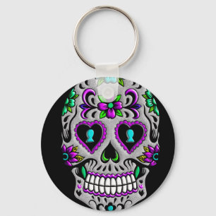 Llavero Calavera de azúcar retro colorida