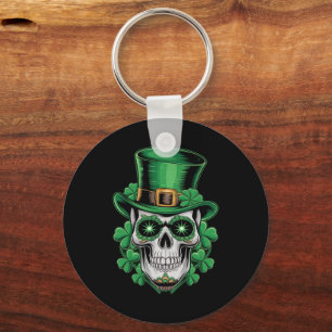 Llavero Calavera de azúcar St Patrick Day Lucky Shamrock