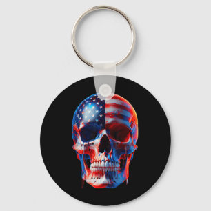 Llavero Calavera de bandera americana esqueleto patriótico