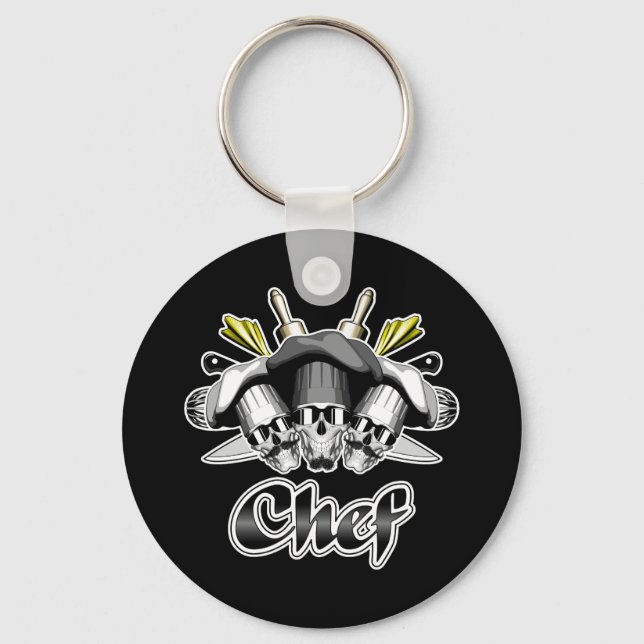 Llavero Calavera de Chef y herramientas del comercio (Anverso)