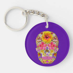 Llavero Calavera de flores 4 - Tropical