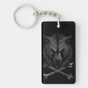 Llavero Calavera de lobo y huesos cruzados