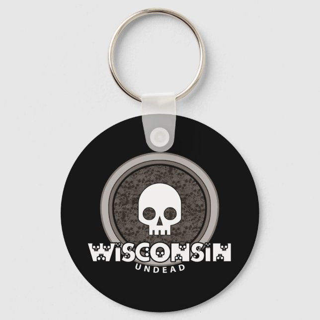 Llavero Calavera de Punk suave Wisconsin Keychain Oscuro (Anverso)