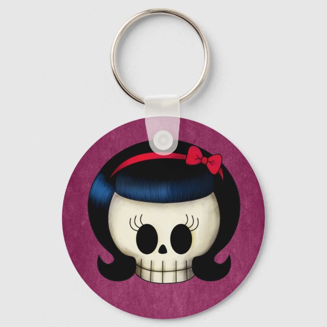 Llavero Calavera de Rockabilly Chica (Anverso)