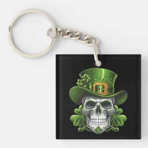 Llavero Calavera Día de San Patricio Trébol