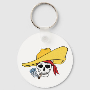 Llavero Calavera fumadora de Halloween con dibujo animado