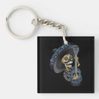 Llavero calavera mexicana de mariachi