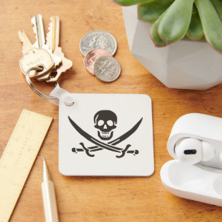 Llavero Calavera obsidiana espada Bandera pirata de Calico