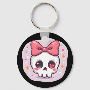 Llavero Calavera pastel gótica adorable con lazo