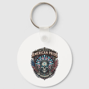 Llavero Calavera Patriótica Ciber Libertad Ciberpunk Futur