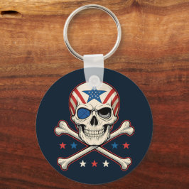 Llavero Calavera patriótica y bandera de los Estados Unido