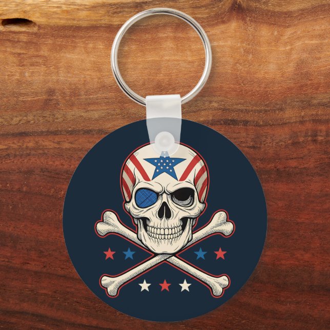 Llavero Calavera patriótica y bandera de los Estados Unido (Anverso)