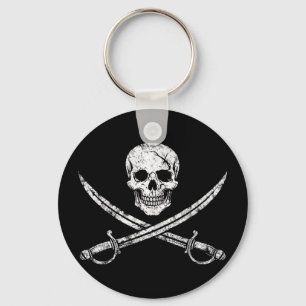 Llavero Calavera pirata huesos cruzados espada jolly roger