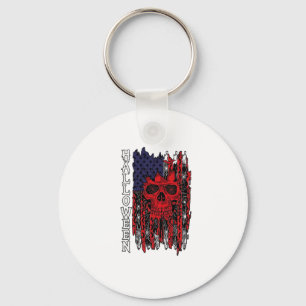 Llavero Calavera Roja de Halloween Bandera Americana Telar