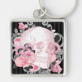 Llavero Calavera rosa gótica con Rosas