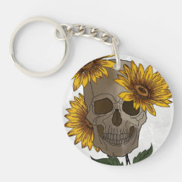 Llavero Calavera se Encuentra con Girasoles 