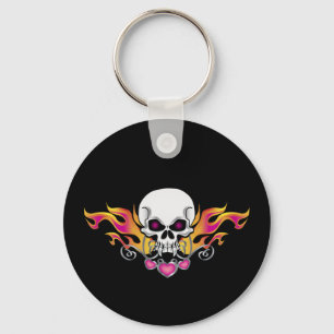 Llavero Calavera y corazones inflamables