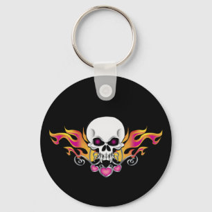 Llavero Calavera y corazones inflamables