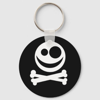 Llavero Calavera y huesos cruzados. Blanco y negro.
