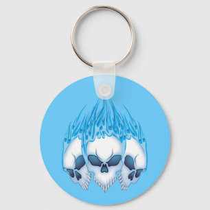 Llavero Calaveras azules en llamas